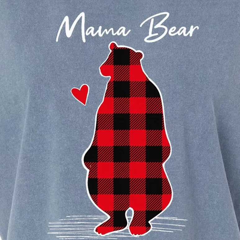 Mama Bear Christmas Pajama Woman Red Buffalo Plaid Garment-Dyed Women's Muscle Tee