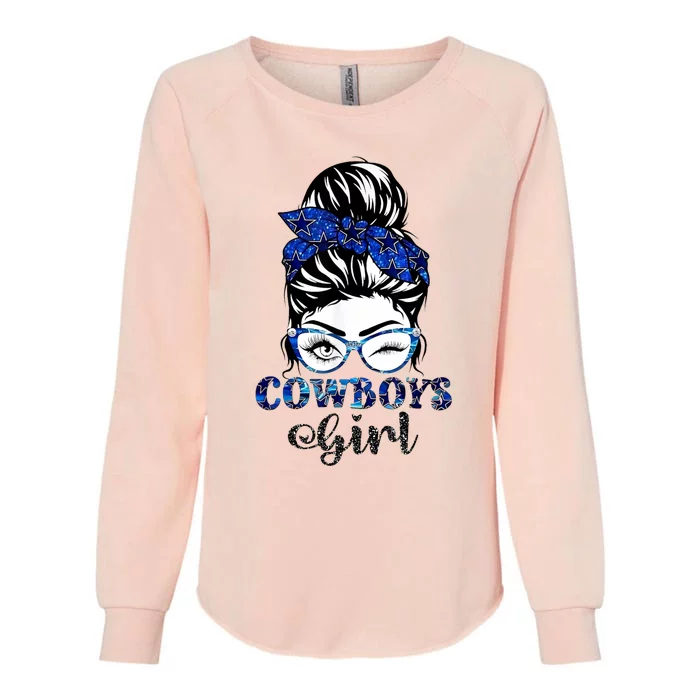 Messy Bun Cowboys Girl Sport Fan Womens California Wash Sweatshirt