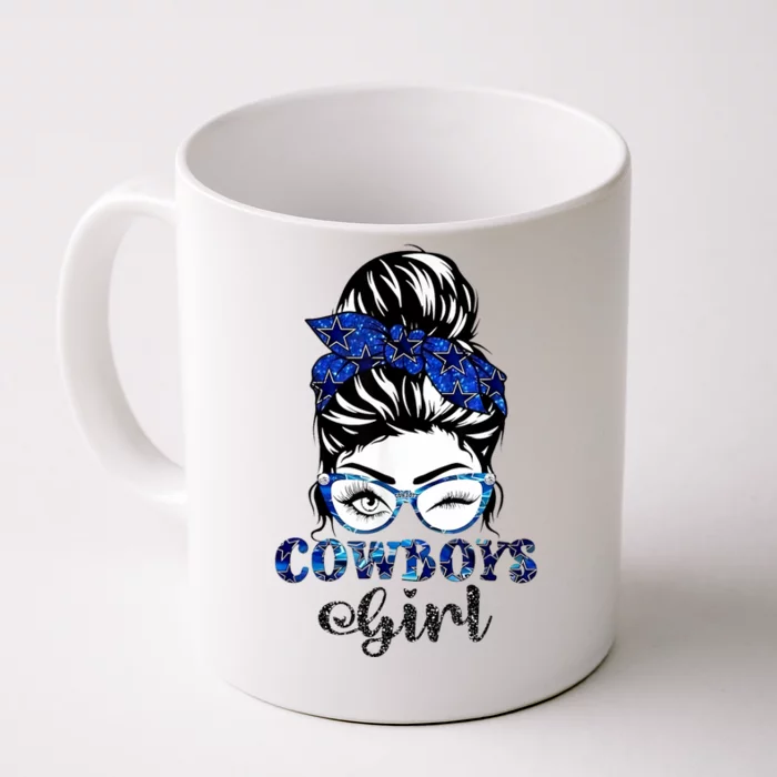 Messy Bun Cowboys Girl Sport Fan Front & Back Coffee Mug