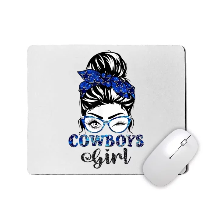 Messy Bun Cowboys Girl Sport Fan Mousepad