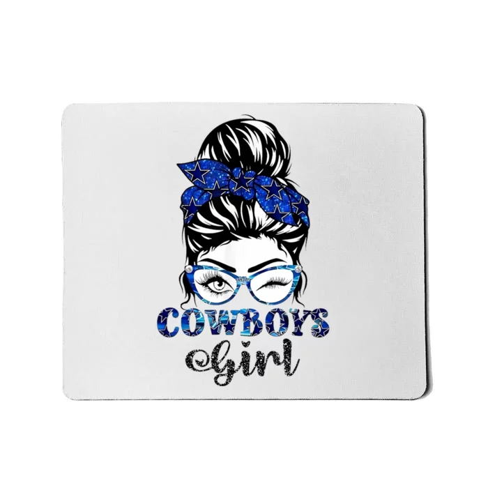 Messy Bun Cowboys Girl Sport Fan Mousepad