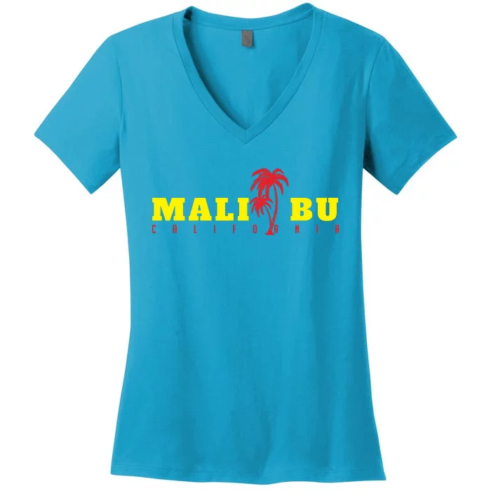 Malibu Beach California Souvenir Women's V-Neck T-Shirt