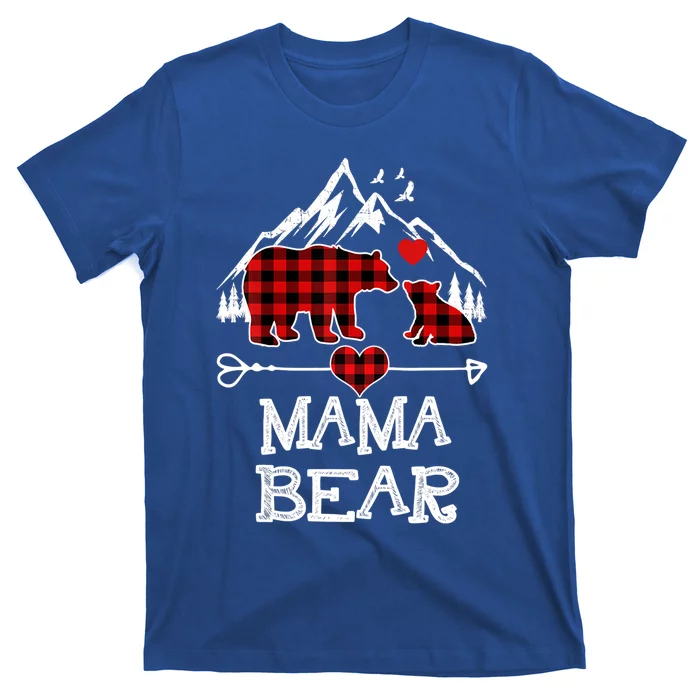 Mama Bear Christmas Pajama Red Plaid Buffalo Family Gift T-Shirt