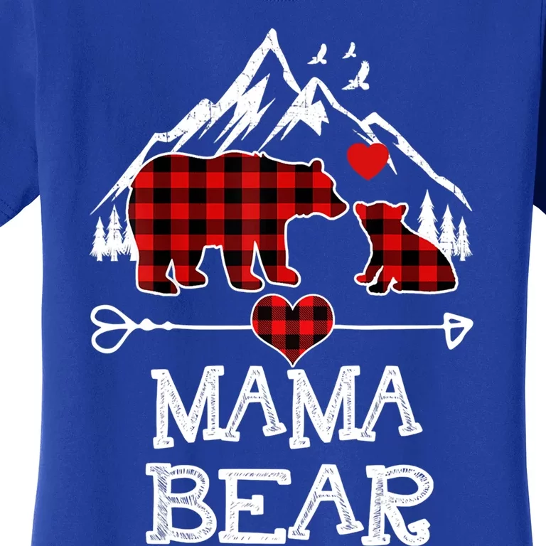 Mama Bear Christmas Pajama Red Plaid Buffalo Family Gift Women's T-Shirt