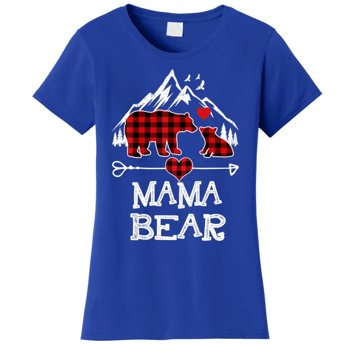 Mama Bear Christmas Pajama Red Plaid Buffalo Family Gift Women's T-Shirt