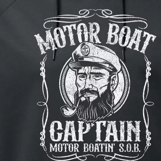 Motor Boat Captain Funny Pontoon Boating Motor Boatin Lake Performance Fleece Hoodie