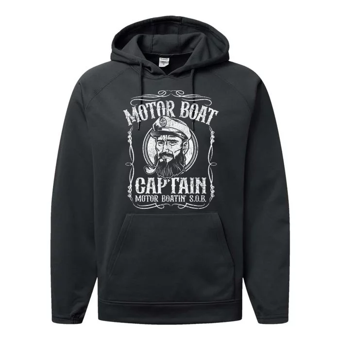 Motor Boat Captain Funny Pontoon Boating Motor Boatin Lake Performance Fleece Hoodie