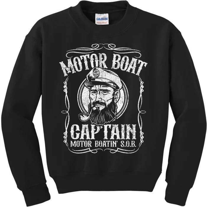 Motor Boat Captain Funny Pontoon Boating Motor Boatin Lake Kids Sweatshirt