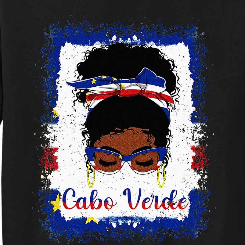 Messy Bun Cape Verdean Cabo Verde Flag Woman Girl Sweatshirt