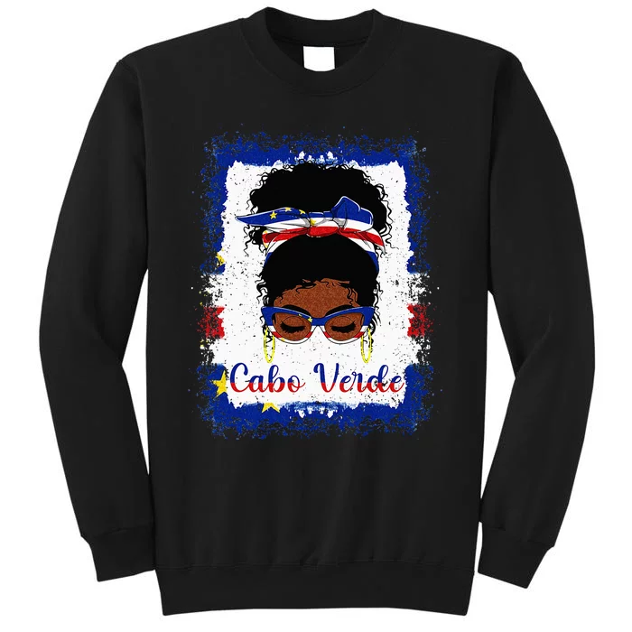 Messy Bun Cape Verdean Cabo Verde Flag Woman Girl Sweatshirt