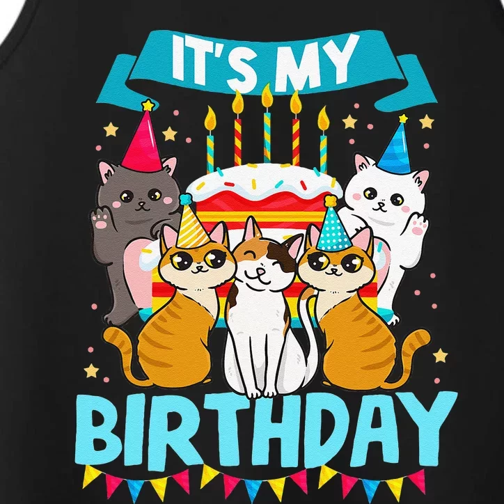 My Birthday Cat And Kitten Party Day Girl's And Boy's Performance Tank