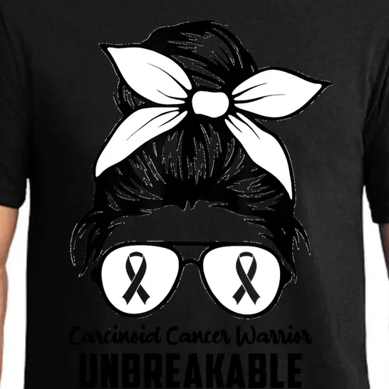 Messy Bun Carcinoid Cancer Warrior Unbreakable Awareness Gift Pajama Set