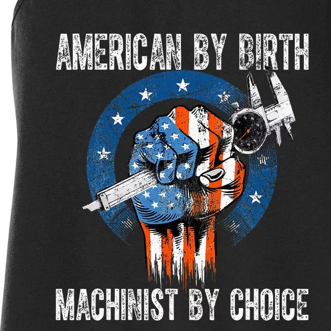 Machinist By Choice American Usa Flag Cnc Machine Operator Women's Racerback Tank