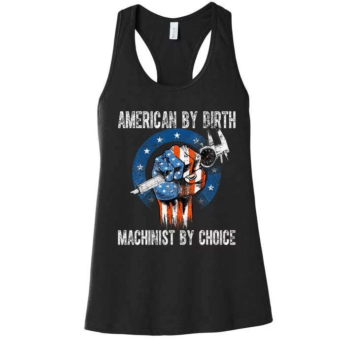 Machinist By Choice American Usa Flag Cnc Machine Operator Women's Racerback Tank