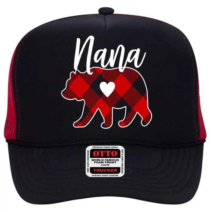 Mama Bear Christmas Pajama Red Plaid Buffalo Family High Crown Mesh Trucker Hat