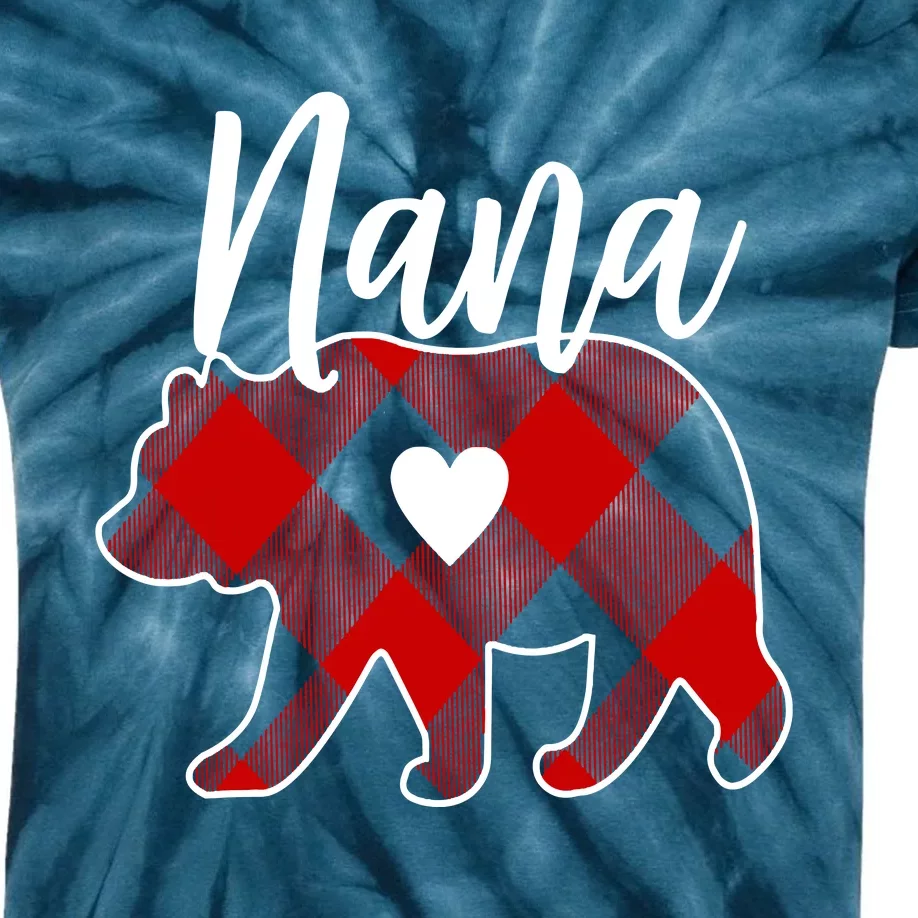 Mama Bear Christmas Pajama Red Plaid Buffalo Family Kids Tie-Dye T-Shirt