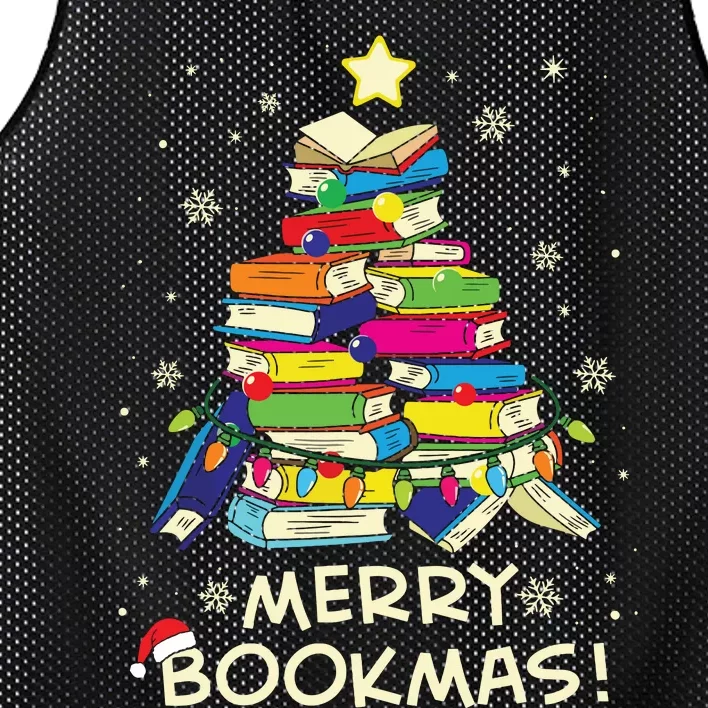 Merry Bookmas Christmas Library Tree Shirts Reading Librarian Mesh Reversible Basketball Jersey Tank