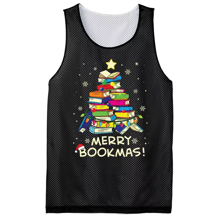 Merry Bookmas Christmas Library Tree Shirts Reading Librarian Mesh Reversible Basketball Jersey Tank