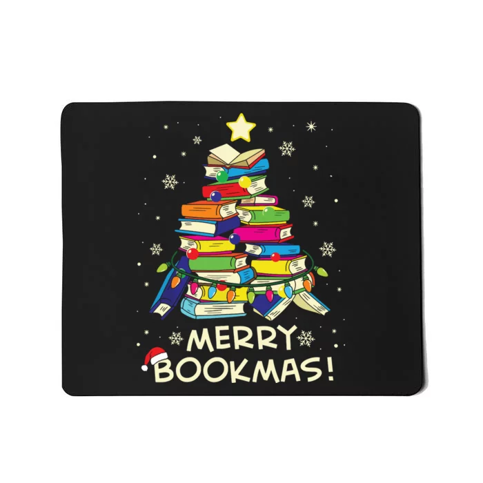 Merry Bookmas Christmas Library Tree Shirts Reading Librarian Mousepad