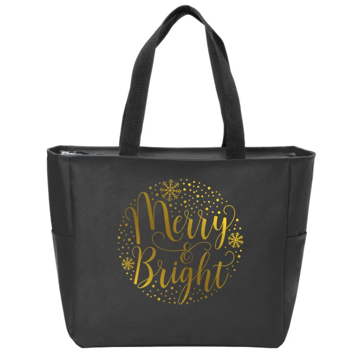 Merry & Bright Christmas Patterns Zip Tote Bag