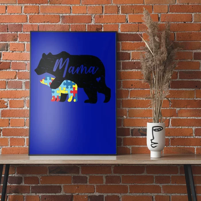 Mama Bear Cute Autism Awareness Mom With Puzzle Piece Cub Cute Gift Poster