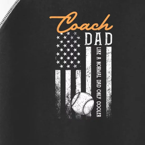 Mens Baseball Coach Dad Like A Normal Dad Only Cooler USA Flag Toddler Fine Jersey T-Shirt