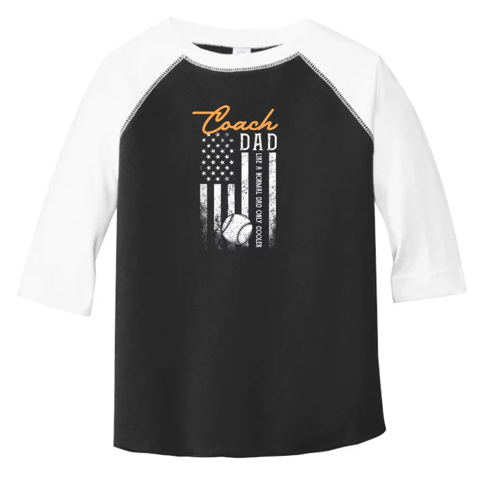 Mens Baseball Coach Dad Like A Normal Dad Only Cooler USA Flag Toddler Fine Jersey T-Shirt