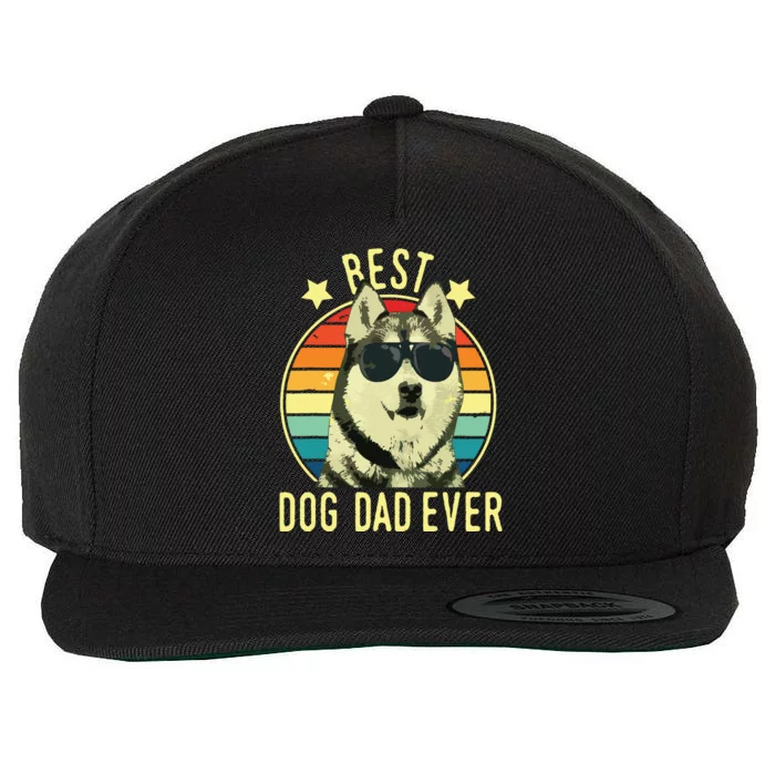 Men Best Dog Dad Ever Siberian Husky Fathers Day Gift Wool Snapback Cap