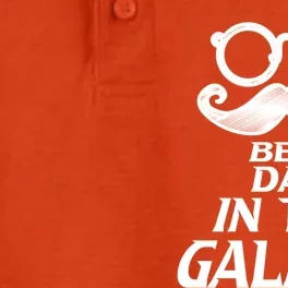 Mustache Best Dad In The Galaxy Proud Cool Parent Daddy Gift Dry Zone Grid Performance Polo