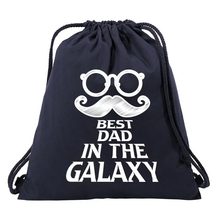 Mustache Best Dad In The Galaxy Proud Cool Parent Daddy Gift Drawstring Bag