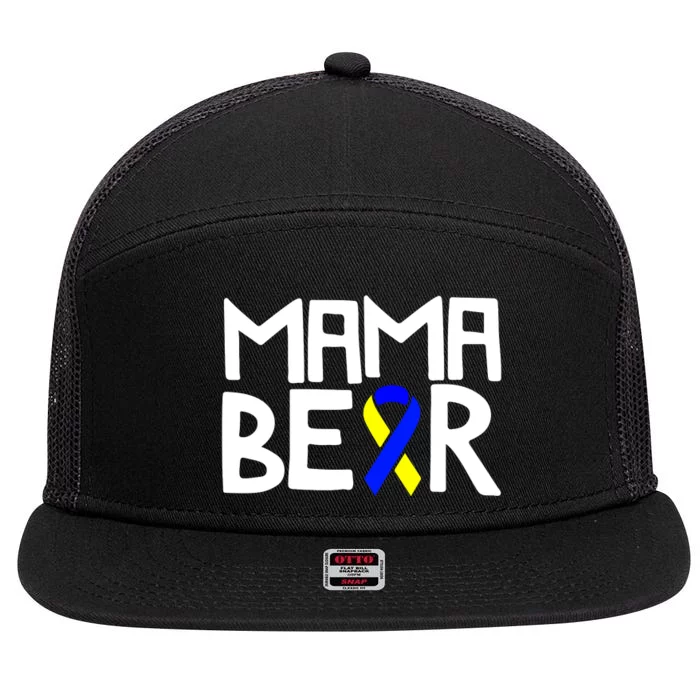 Mama Bear Down Syndrome Awareness Mom T21 Trisomy Gift Mother's Day 7 Panel Mesh Trucker Snapback Hat