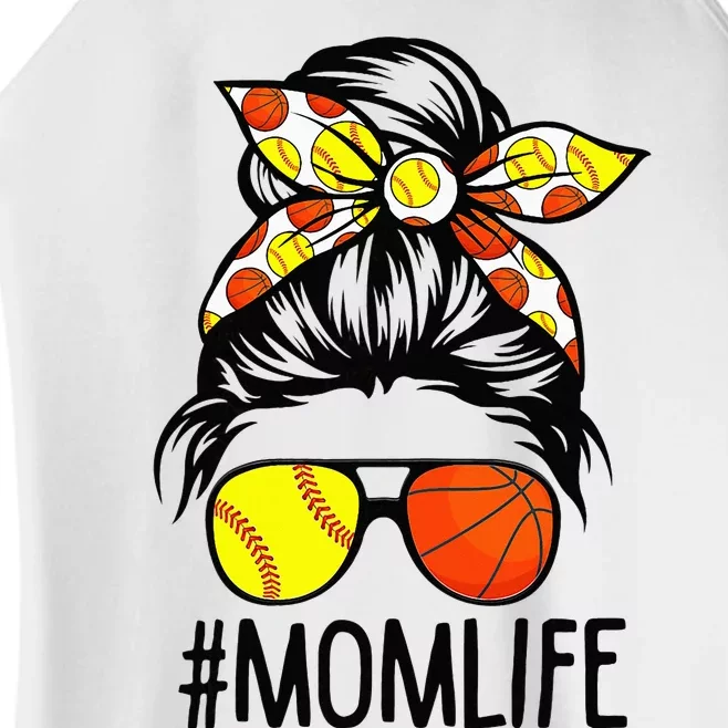 Messy Bun Dy Mom Life Softball Basketball Mothers Day Women’s Perfect Tri Rocker Tank