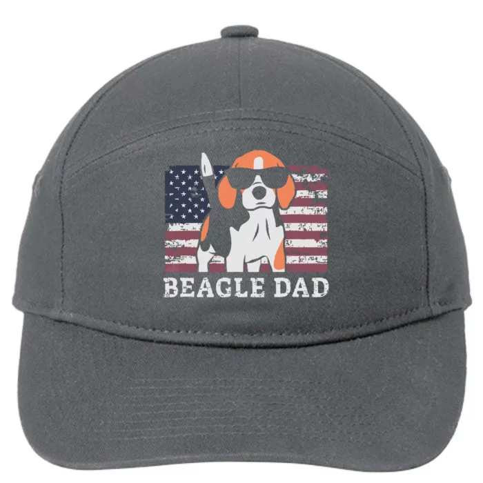 Men Beagle Dad American Flag 4th Of July Patriotic Beagle Design 7-Panel Snapback Hat