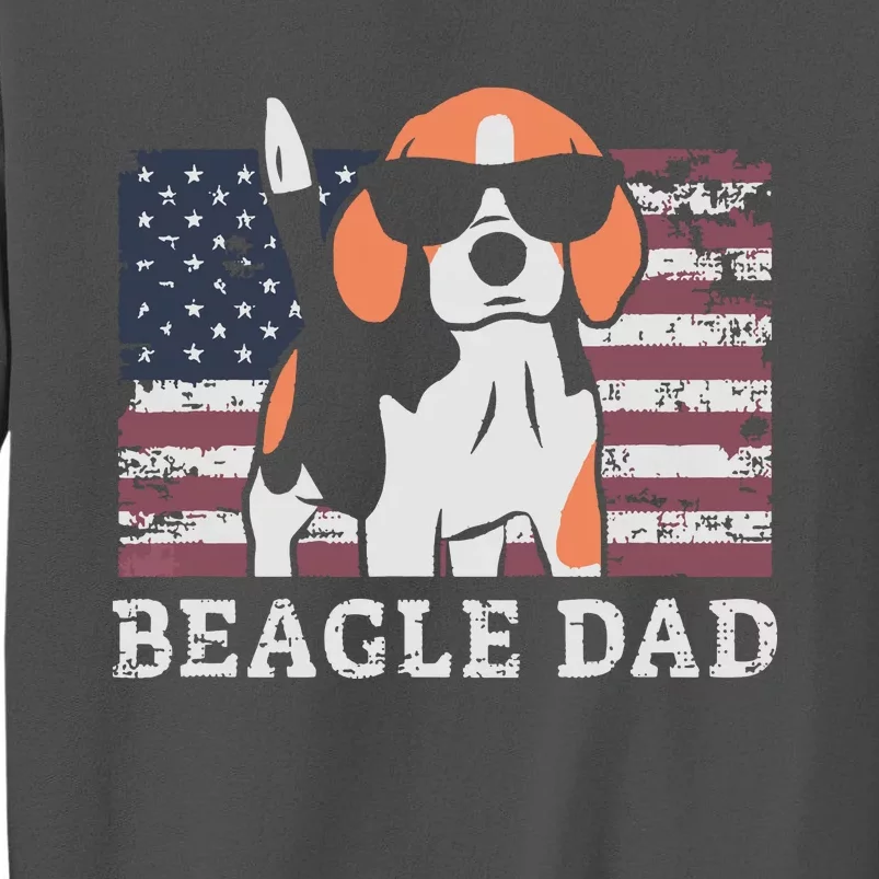 Men Beagle Dad American Flag 4th Of July Patriotic Beagle Design Tall Sweatshirt