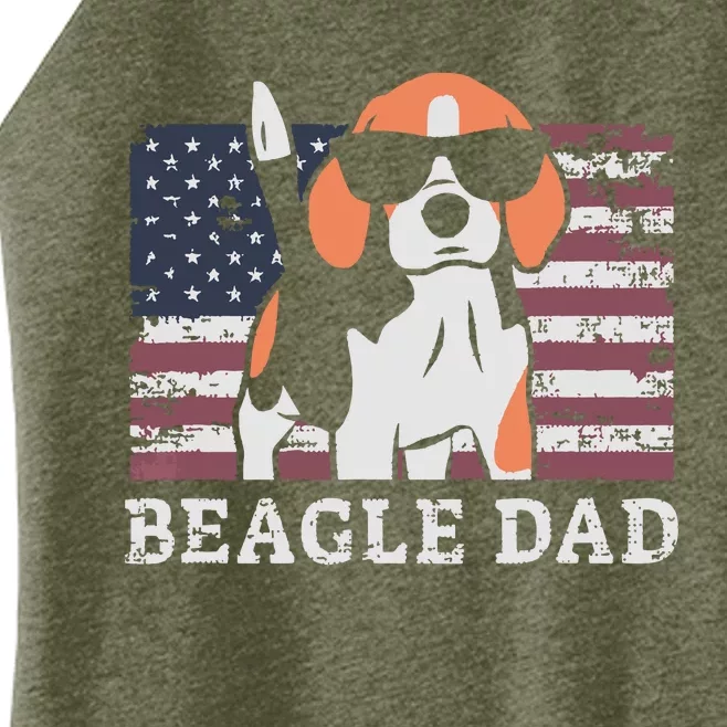 Men Beagle Dad American Flag 4th Of July Patriotic Beagle Design Women’s Perfect Tri Rocker Tank