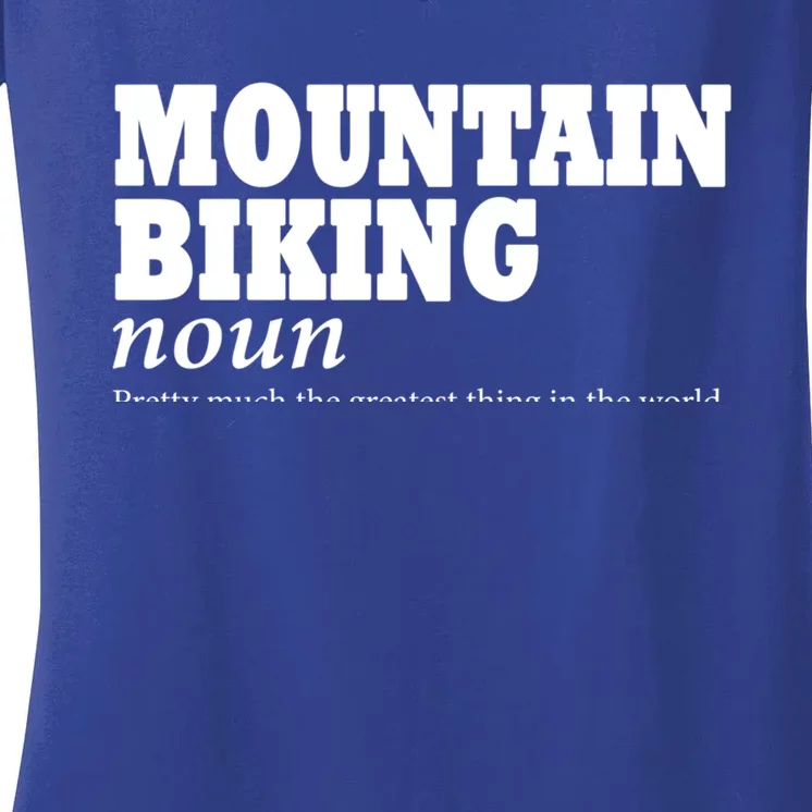 Mountain Biking Definition Biker Funny Mountain Biking Gift Women's V-Neck T-Shirt