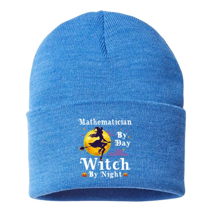 Mathematician By Day Witch By Night Math Halloween Costume Gift Sustainable Knit Beanie