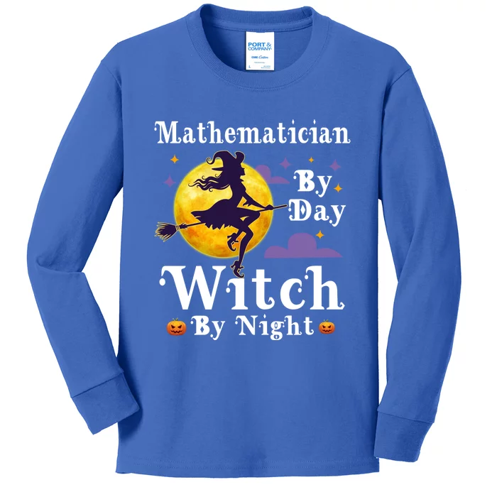 Mathematician By Day Witch By Night Math Halloween Costume Gift Kids Long Sleeve Shirt