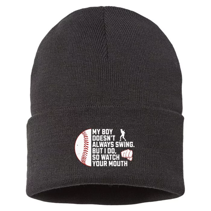 My Boy DoesnT Always Swing But I Do So Watch Baseball Sustainable Knit Beanie