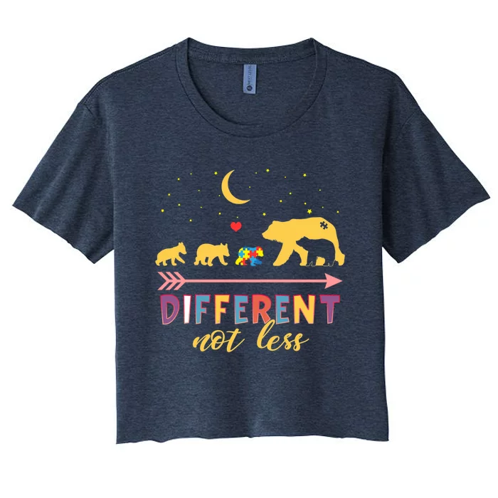 Mama Bear Different Not Less Autism Awareness Women's Crop Top Tee