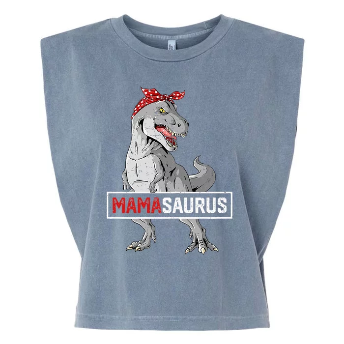 Mamasaurus Birthday Dinosaur Mommy Family Matching Garment-Dyed Women's Muscle Tee