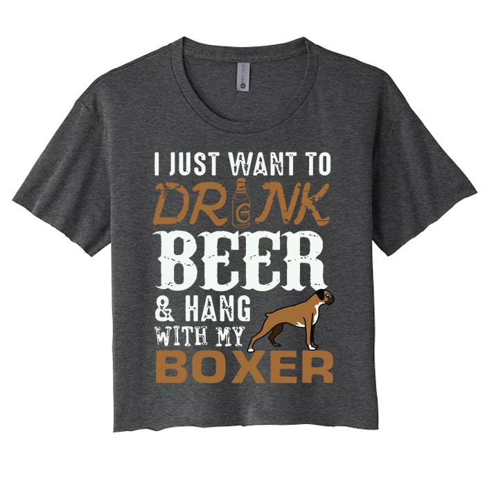 Men Boxer Dad T Funny Fathers Day Dog Lover Gift Beer Tee Women's Crop Top Tee