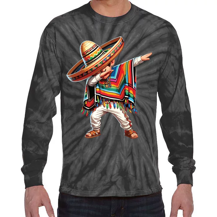 Mexican Boy Dabbing Poncho Cinco De Mayo Tie-Dye Long Sleeve Shirt