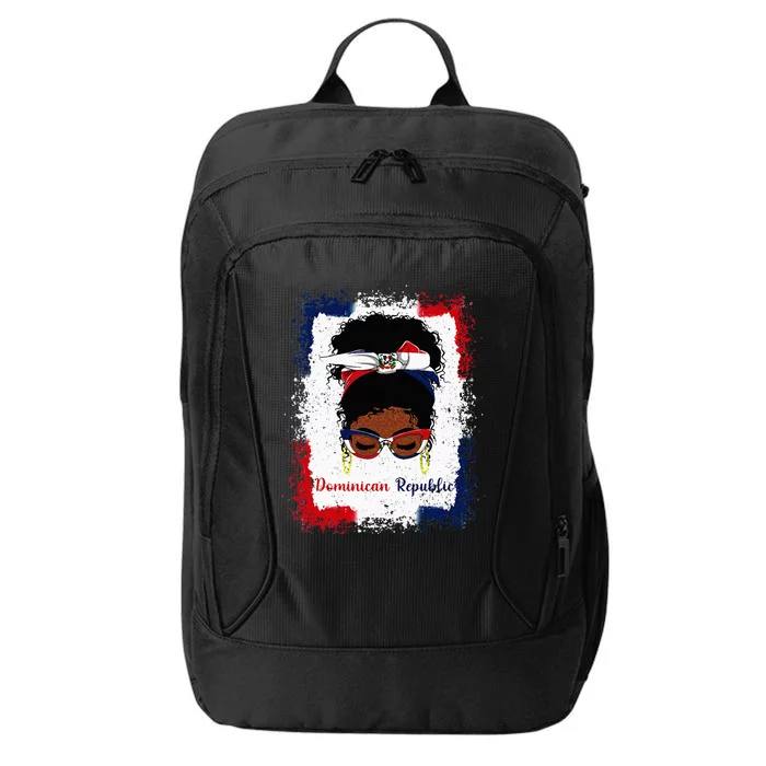 Messy Bun Dominican Republic Flag Woman Girl City Backpack