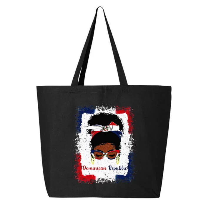 Messy Bun Dominican Republic Flag Woman Girl 25L Jumbo Tote