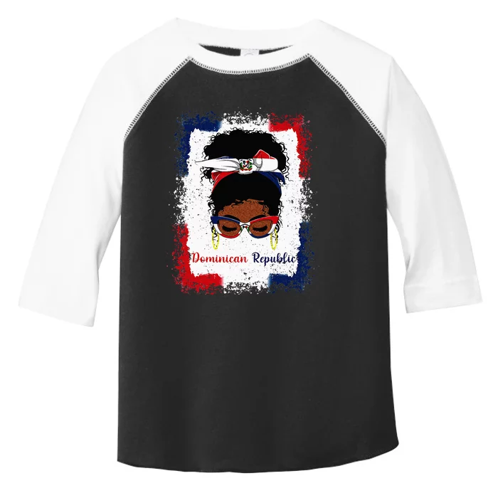 Messy Bun Dominican Republic Flag Woman Girl Toddler Fine Jersey T-Shirt