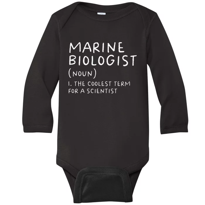 Marine Biologist Definition Funny Scientist Science Teacher Baby Long Sleeve Bodysuit