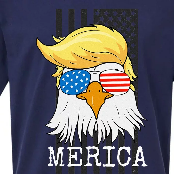 Merica Bald Eagle 4th Of July Trump American Flag Funny Gift Sueded Cloud Jersey T-Shirt