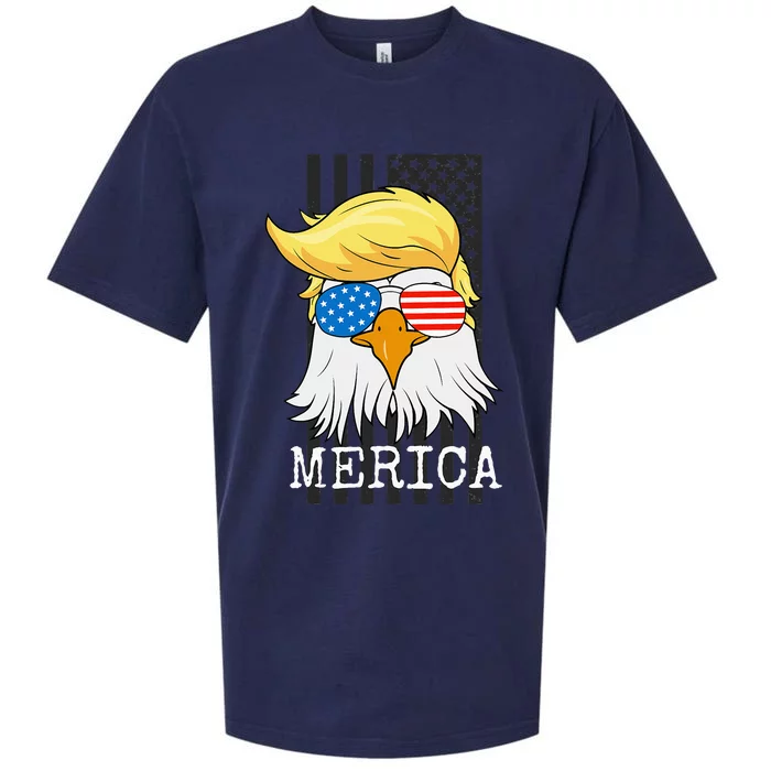 Merica Bald Eagle 4th Of July Trump American Flag Funny Gift Sueded Cloud Jersey T-Shirt