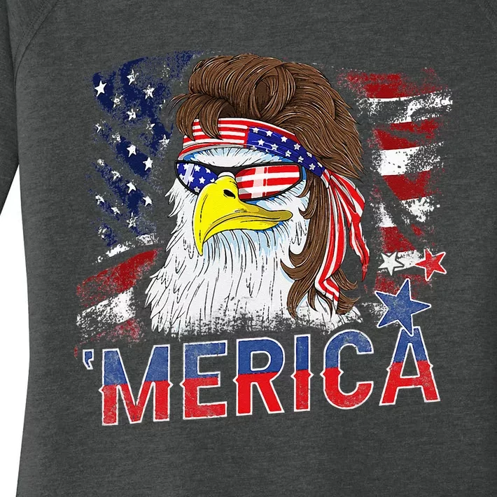 Merica Bald Eagle Mullet 4th Of July American Flag Patriotic Women's Perfect Tri Tunic Long Sleeve Shirt